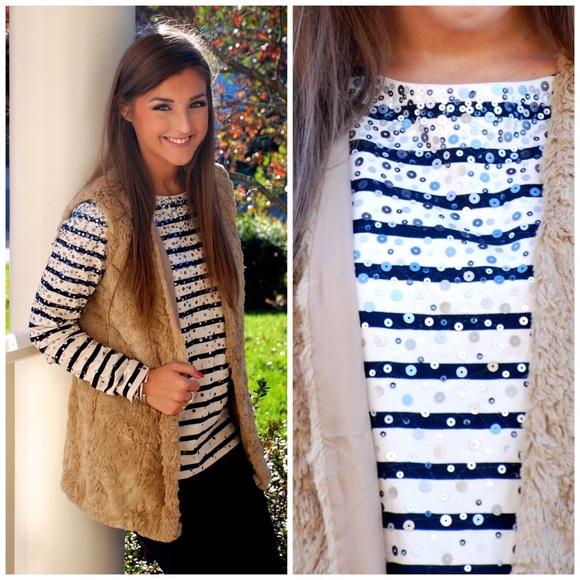 J Crew Striped Confetti Sequin Shirt