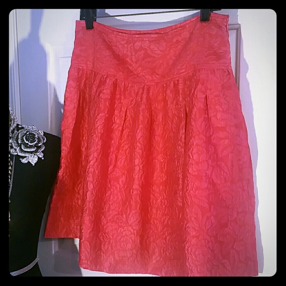 Pink damask Full skirt with pockets