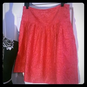 Pink damask Full skirt with pockets