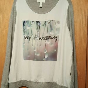 Forever 21 Tops - Keep on Dreaming Sweatshirt w/Shell Front Forever 21 Tops - Keep on Dreaming Sweatshirt w/Shell Front