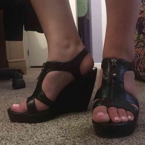 Black Wedge Heels