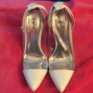 White/clear heels