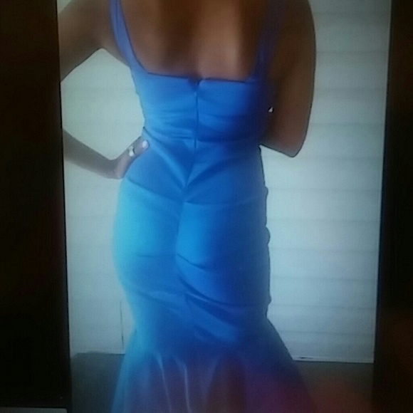 Royal-Blue form-fitting After 5 Evening Gown - Picture 2 of 4