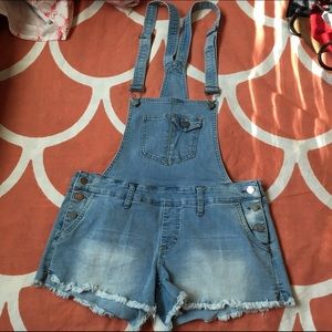 Denim Overall Shorts Medium Wash Size Medium