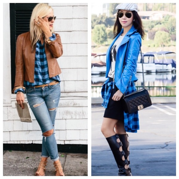 J. Crew Tops - J Crew Retail Flannel in Brilliant Sea Check