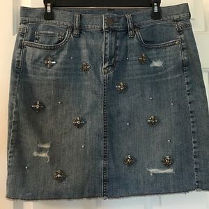 NWOT Loft Denim Skirt with gems, size 10