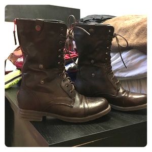 Brown combat boots