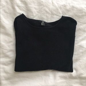 Black crop sweater with dolman sleeves