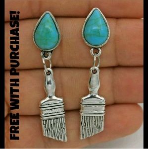 ❌️SOLD Silver & Turquoise Paintbrush Earrings