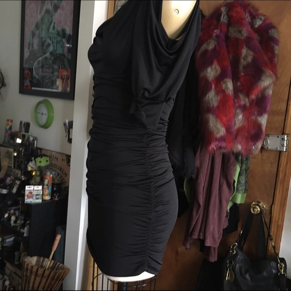 SALE! Open Sleeve Ruched Dress sz S - Picture 3 of 4
