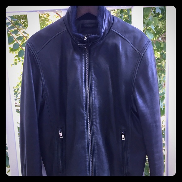 Andrew Marc Motorcycle leather men's jacket black
