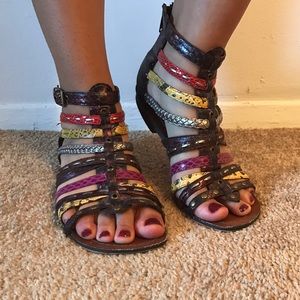 Multi Print Multi Color Gladiator Sandals