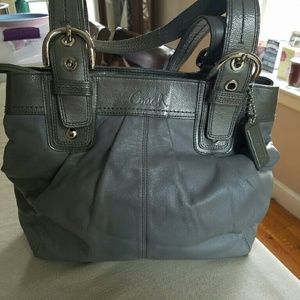Gray/silver leather Coach purse
