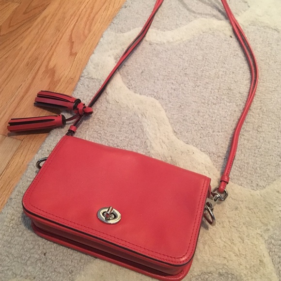 Coach side body bag! Gently used, coral color