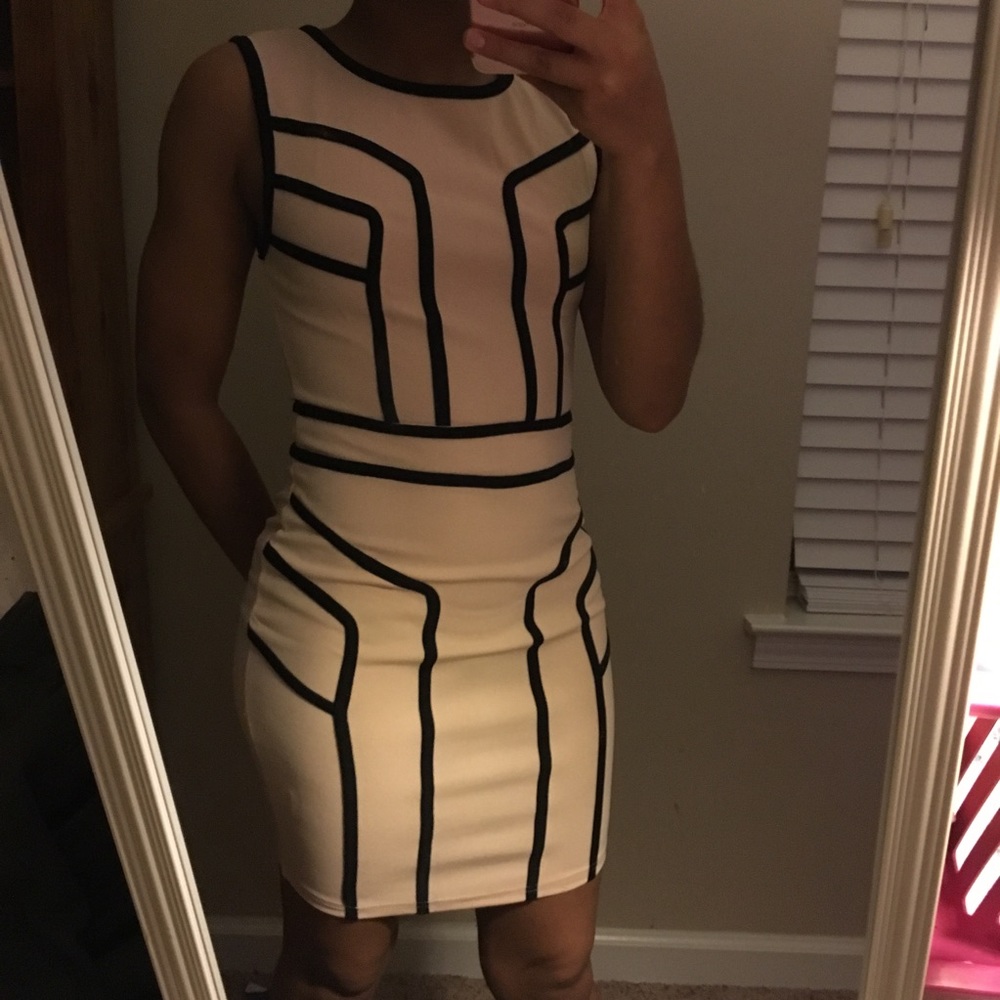Pink and black striped dress