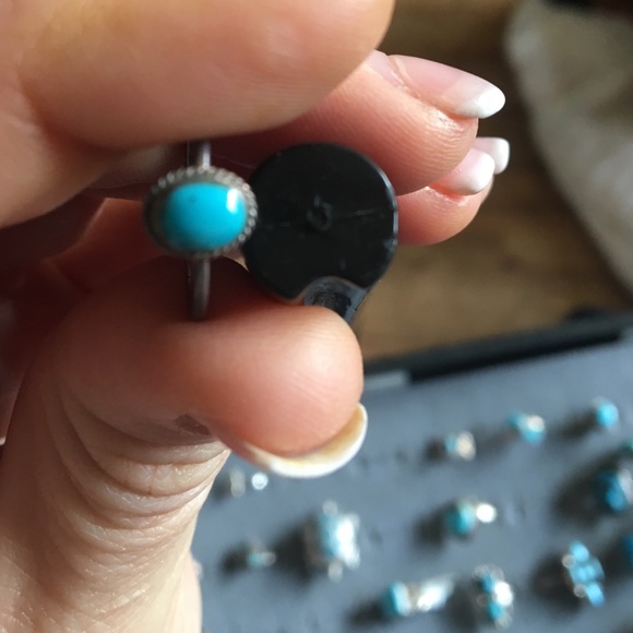 Tiny Sleeping Beauty Turquoise Oldpawn Ring 22 - image 2