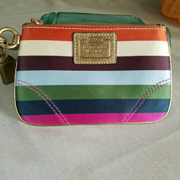 Coach multicolor striped wristlet
