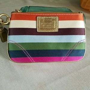 Coach multicolor striped wristlet
