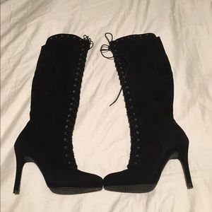 Stuart Weitzman Lace Up High Heeled Boots