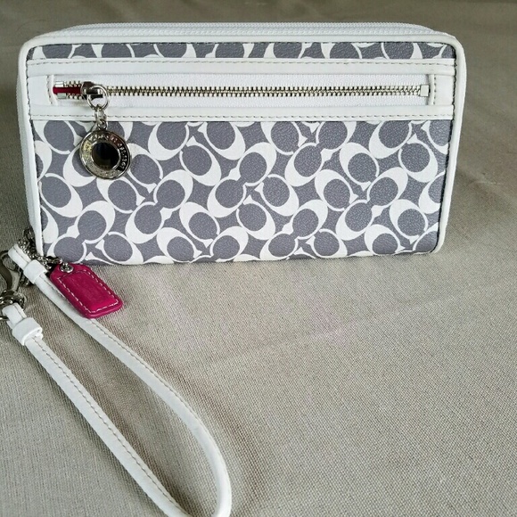 Gray & white Coach wallet