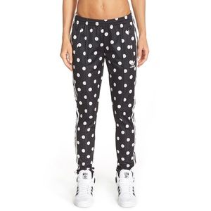 Adidas black and white polka dot track pants