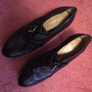 Black leather shoes.