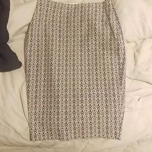 Brown and Green Patterned Pencil Skirt