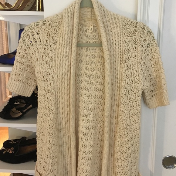 Oversized, short sleeve cotton cardigan
