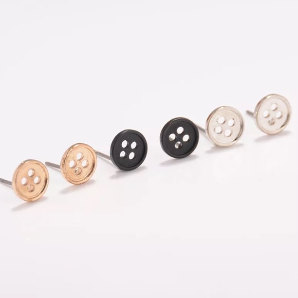 Button Earring Studs Gold Minimalist Bohemian - Picture 3 of 4