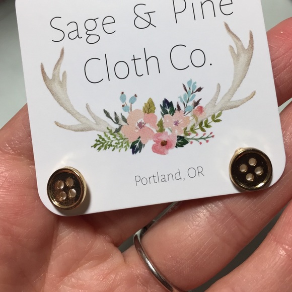 Button Earring Studs Gold Minimalist Bohemian - Picture 2 of 4