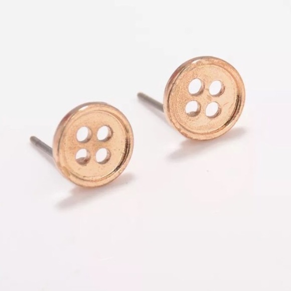 Button Earring Studs Gold Minimalist Bohemian - Picture 4 of 4