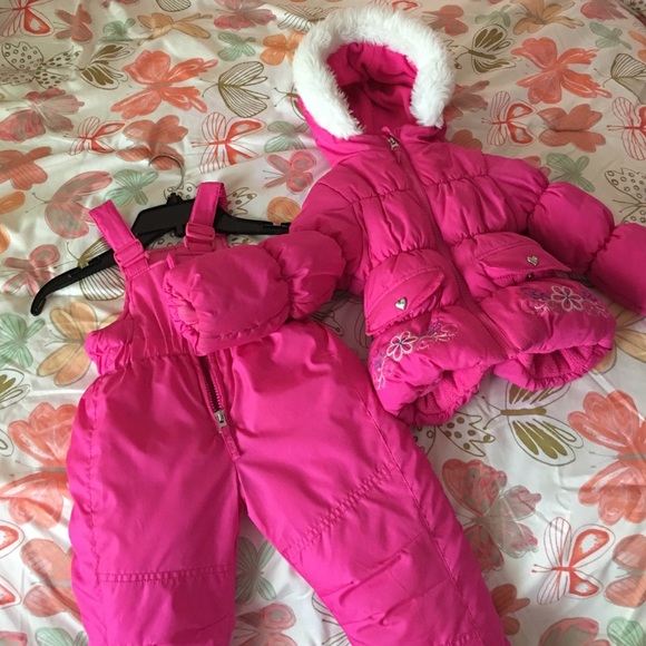 Toddler girl coat and snow bib size 2T