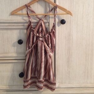 BCBG brown stripped silk shirt