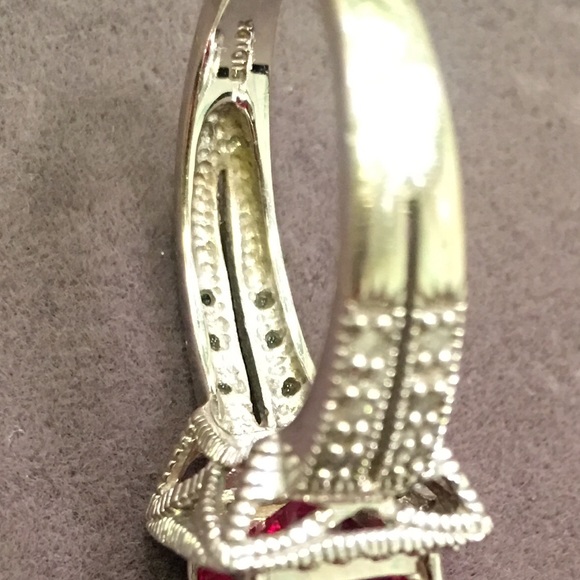 ❌SOLD❌Ruby & Diamonds White Gold Ring Size 6.75 - Picture 4 of 4