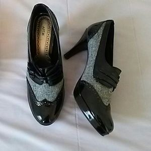 Classic Tweed and Black Patent heels