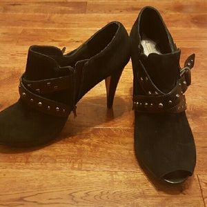 Max Studio Suede Peep Toe Booties Boots