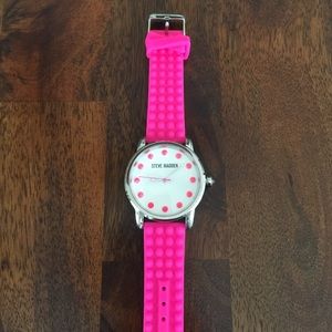 Steve Madden hot pink silicon studded watch