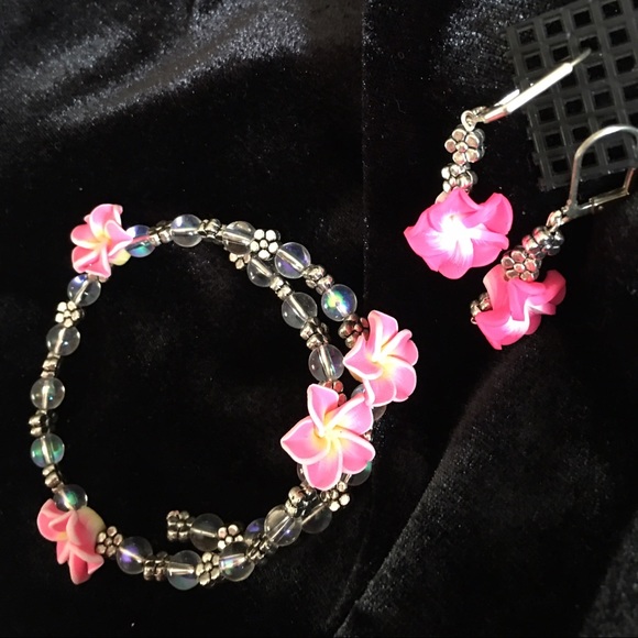 Homemade bracelet and earrings set