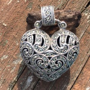 Judith Jack vintage sterling marcasite heart