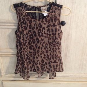 Animal print and lace blouse