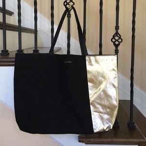 Calvin Klein gold and black tote