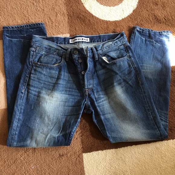 Button fly distressed denim jeans -great condition