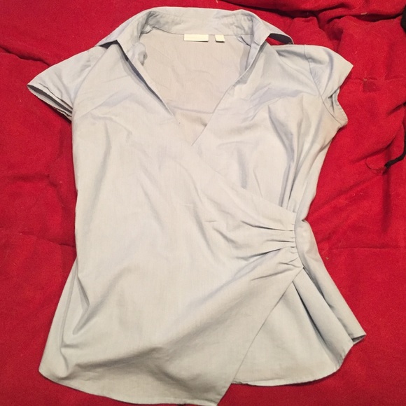 Light blue wrap blouse