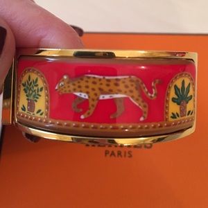 Hermes Patterned Clic Clac Gold Enamel Bracelet Hermes Patterned Clic Clac Gold Enamel Bracelet