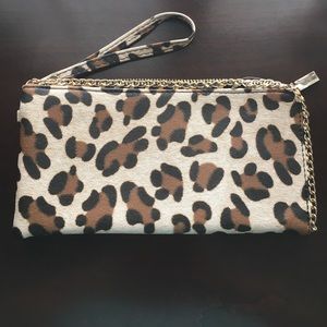 Leopard Print Wristlet Clutch