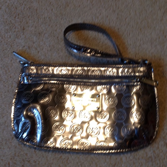 Metallic Gun Metal Michael Kors Wristlet