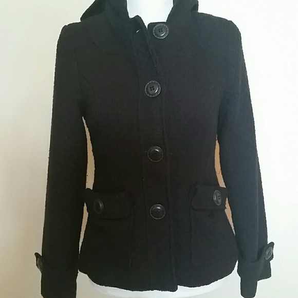 Black Poly/Wool Coat