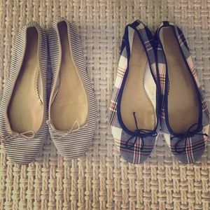 J.Crew TWO canvas seersucker/ plaid flats