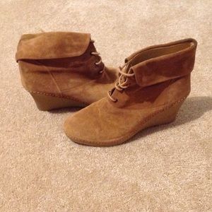 Bettye Muller Tan Ankle Lace Wedges (Spain)