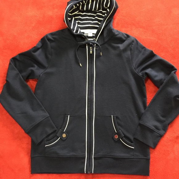 Anne Klein Sport Navy French Terry Hoodie. NWT.